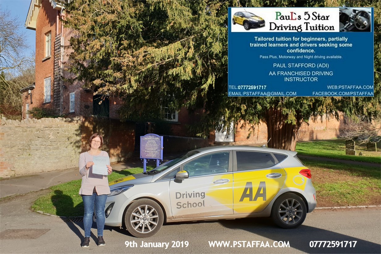 First Time Driving Test Pass for Jackie Welch with Paul's 5 Star Driving Tuition